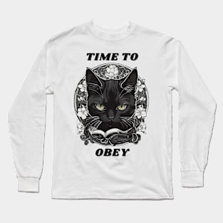 Time to Obey - Black Cat Long Sleeve T-Shirt